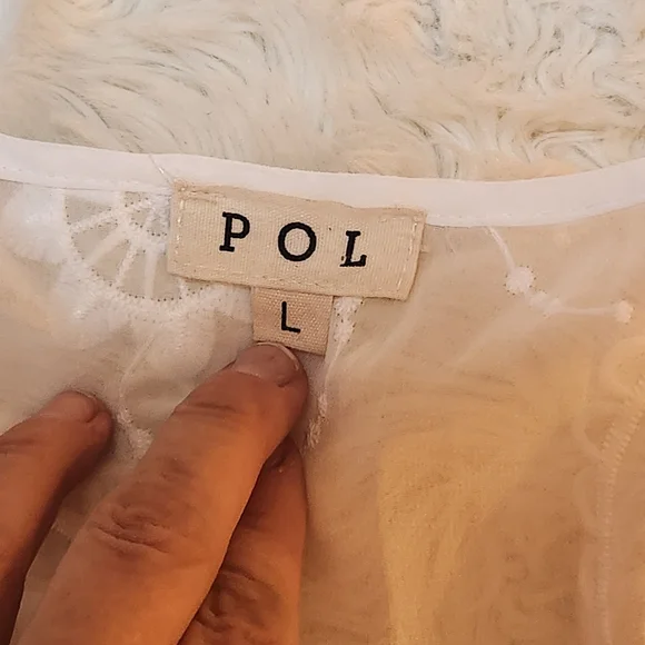 POL large Oversize White Sheer Peasant Blouse Top - Picture 9 of 9